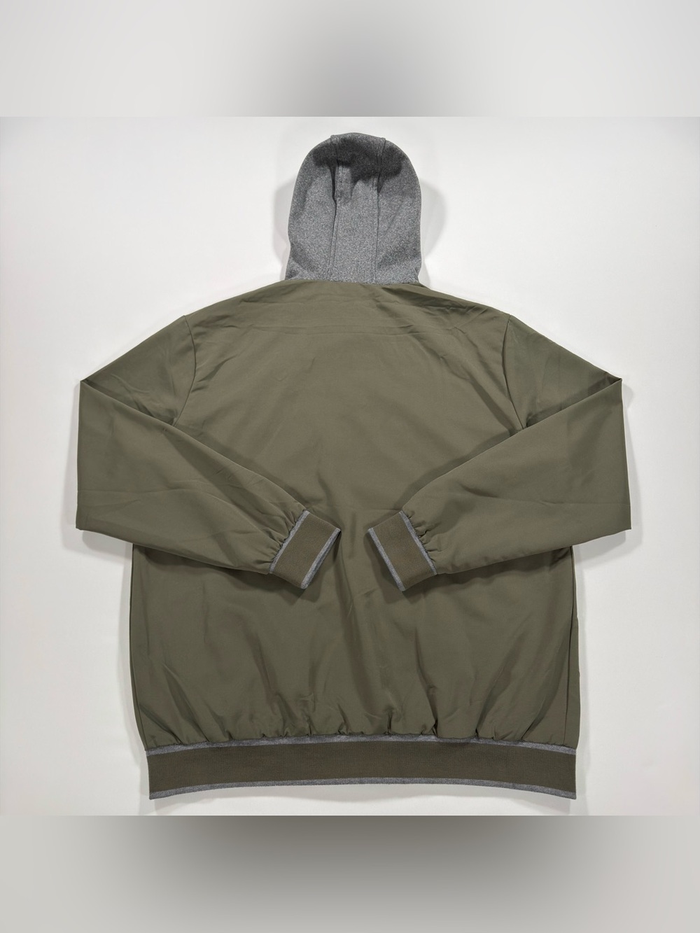 Ecko Unltd Mens Hooded Bomber Jacket Size XL Olive Green Full Zip Windbreaker - Picture 9 of 11